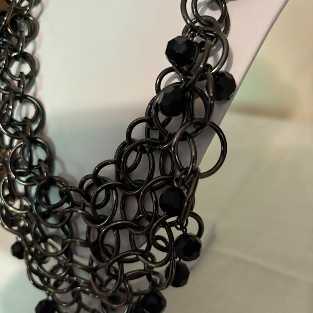 Beautiful and Unusual Black Necklace (21") with Black Beads - Picture 3 of 12